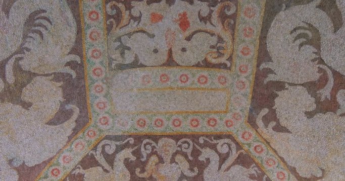 Mosaic on a walls ancient Roman decorative art