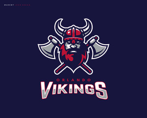 Viking logo design. Sport team mascot logotype illustration. Eps10 vector.