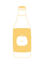 Apple cider bottle shape. Hand drawn vector naive illustration