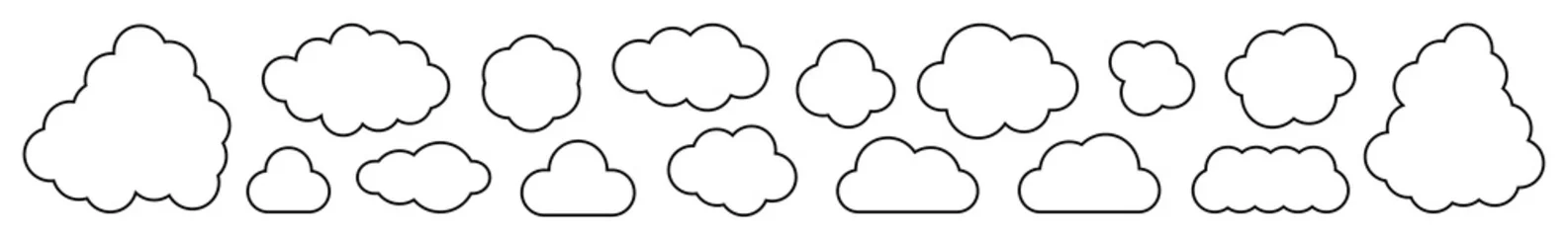Selbstklebende Fototapeten Cloud Icon Black Line   Clouds Illustration   Weather Climate Symbol   Computing Storage Logo   Cartoon Bubble Sign   Isolated   Variations © endstern