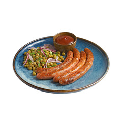 Delicious octoberfest menu, plate of sausages . Oktoberfest meal.