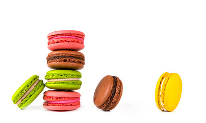 Close-Up Of Macaroons Against White Background