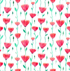 Seamless floral pattern. Floral print. Chrysanthemums on a white background. Floral pattern for fabric, wallpaper, cards, gift paper and other surfaces.