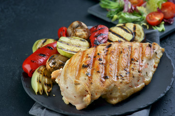 grilled chicken fillet with vegetables grill