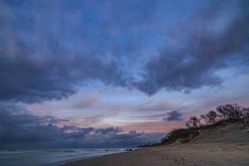 sea sand beach at night blue hour long exposure