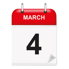 Daily calendar sheet in 3d, march day 4