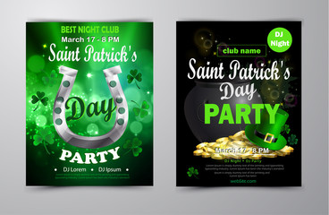 St. Patrick s Day poster set Vector illustration