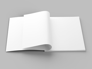 Open magazine with a glued binding. Vertical A4 format. 3d illustration.