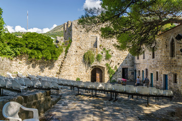 Sunny view of ruins of citadel in Stari Bar town near Bar city, Montenegro.