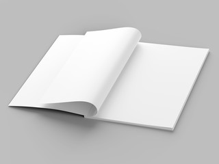 Open magazine with a glued binding. Vertical A4 format. 3d illustration.