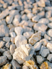 The engagement ring lies on the stone