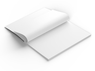 Open magazine with a glued binding. Vertical A4 format. 3d illustration.