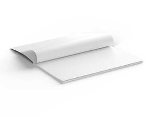 Open magazine with a glued binding. Vertical A4 format. 3d illustration.
