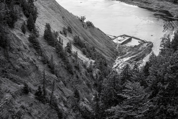 Montmorency Falls waterfall. Quebec fall of montmorency