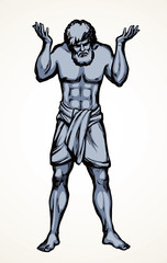 Fototapeta premium Atlas keeps the earth on their shoulders. Vector drawing silhouette