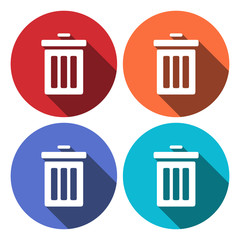 Waste container icon. Flat design style modern vector illustration. Isolated on stylish color background. Flat long shadow icon. Elements in flat design.