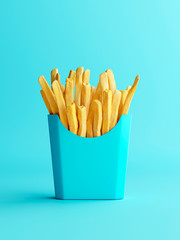 Fries box in minimal look. Isolated product. 3D rendering.