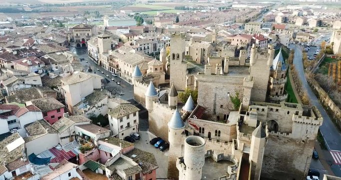 Towers of castle Palacio Real de Olite. Spain