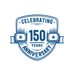 150 years anniversary celebration shield design template. 150th anniversary logo. Vector and illustration.