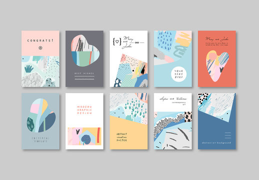 Set of Poster Layouts with Abstract Patterns