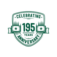 195 years anniversary celebration shield design template. 195th anniversary logo. Vector and illustration.