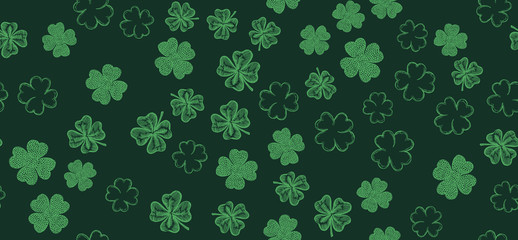 Clover set, hand drawn illustration. Patrick day.