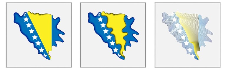 Bosnia and Herzegovina coloring the map and concept flag. Vector