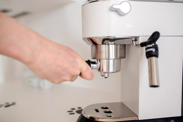 Close up photo of young man barista