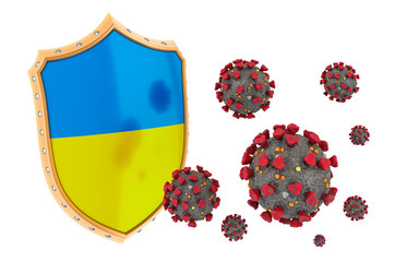 Protection of Ukraine from coronavirus. 3D rendering