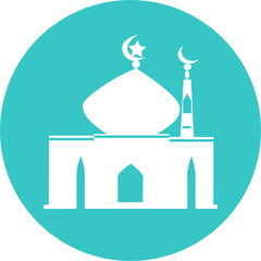 Mosque in green circle icon. Simple illustration mosque elements, editable icon, can be used in logo, UI and web design. Ramadan Kareem mosque Illustration.
