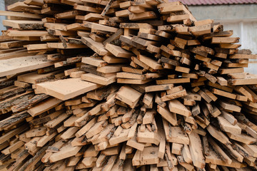 Wood background. Pile of planks.
