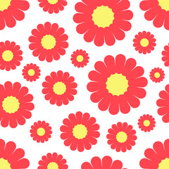 Fototapeta na wymiar Bright red flowers isolated on white background. Seamless pattern. Vector graphic drawing. Texture.
