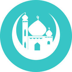 Mosque in green circle icon. Simple illustration mosque elements, editable icon, can be used in logo, UI and web design. Ramadan Kareem mosque Illustration.
