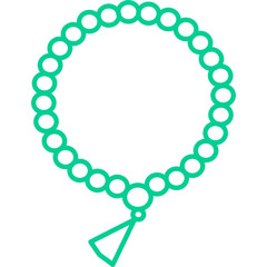 Muslim tasbeeh flat vector illustration. Holy and spiritual religious necklace. Arabic and middle east culture, Islamic religion symbol isolated. Prayer rosary beads design element.