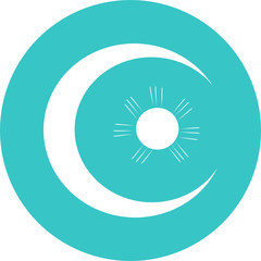 Islamic crescent moon and star dome in green circle icon. Isolated vector illustration Ramadan icon. Arabian icon. Arabian vector icon for Islamic star mosque, happy Ramadan and Islam symbol.