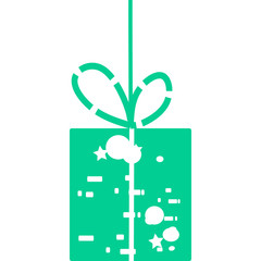 Beautiful gift box on white background. Muslim community festival Eid Mubarak with hanging gift boxes. Gifts for Muslim Celebration. Vector Illustration