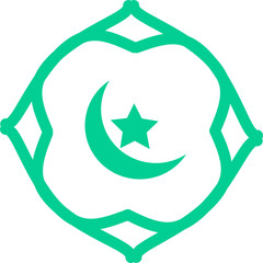 Islamic crescent moon and star dome on white background. Isolated vector illustration Ramadan icon. Arabian icon. Arabian vector icon for Islamic star mosque, happy Ramadan and Islam symbol.