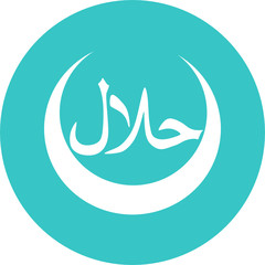 Halal food label on green circle icon. Badges, logo, tag round, and label design. suitable for banner, flyer, trade mark, and other advertising materials. Easy to modify
