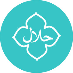 Halal food label on green circle icon. Badges, logo, tag round, and label design. suitable for banner, flyer, trade mark, and other advertising materials. Easy to modify