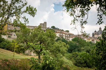 Fototapeta na wymiar a view of Montefiascone town and the Cathedral (Duomo di Santa Margherita), province of Viterbo, Lazio, Italy