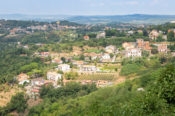 Fototapeta na wymiar a view over the suburb of Montefiascone town from the Belvedere di Borgariglia, province of Viterbo, Lazio, Italy