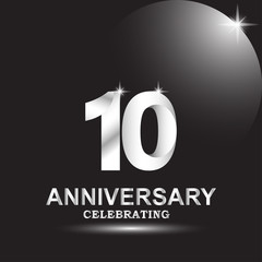 10 anniversary logo vector template. Design for banner, greeting cards or print