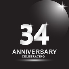 34 anniversary logo vector template. Design for banner, greeting cards or print