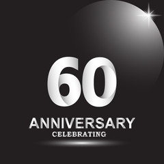 60 anniversary logo vector template. Design for banner, greeting cards or print