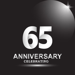 65 anniversary logo vector template. Design for banner, greeting cards or print