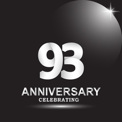 93 anniversary logo vector template. Design for banner, greeting cards or print