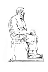 Sculpture of Plato in the old book The main ideas of zoology, by E. Perie, 1896, S.-Petersburg