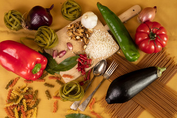 Tabla de alimentos frescos vegetarianos