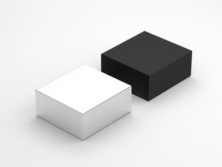 Silver cardboard gift Box Mockup and black cover packaging on white background