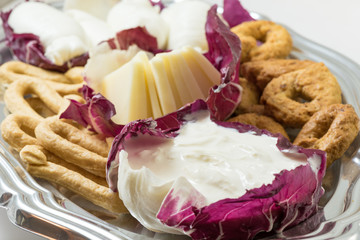 Appetizer of dairy products from Puglia Italy